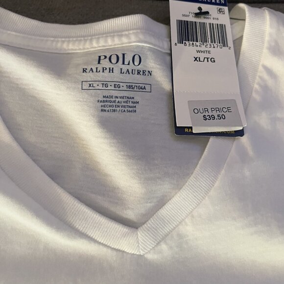 Classic Fit Jersey V-Neck T-Shirt Ralph Lauren - Men's XL - White - Picture 4 of 4